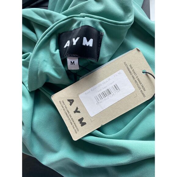 NWOT AYM Rene Reversible Mini Dress, Deep Sage Green Size Medium - Picture 3 of 3